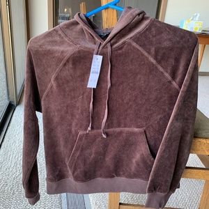 3/$15 NWT XS J Crew Brown Velour Hooded Lounge Sweatshirt